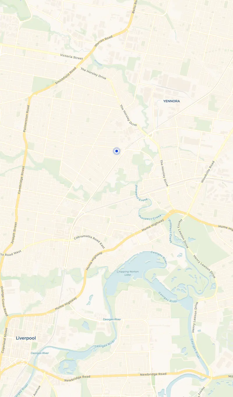 Map of the Fairfield service area and the surrounding suburbs we cover.